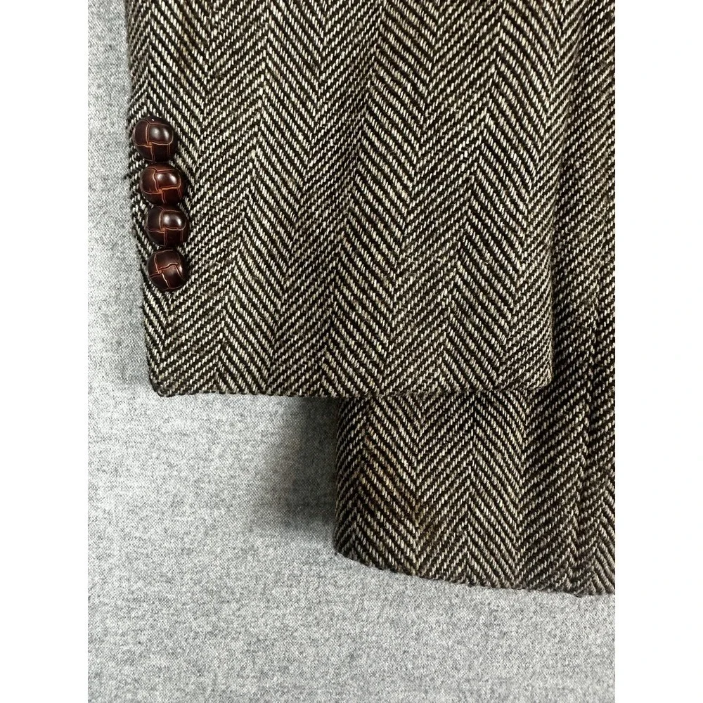 Vintage‎ Joe Namath Blazer Mens 42R Brown Herringbone Tweed Sport Coat 90s
